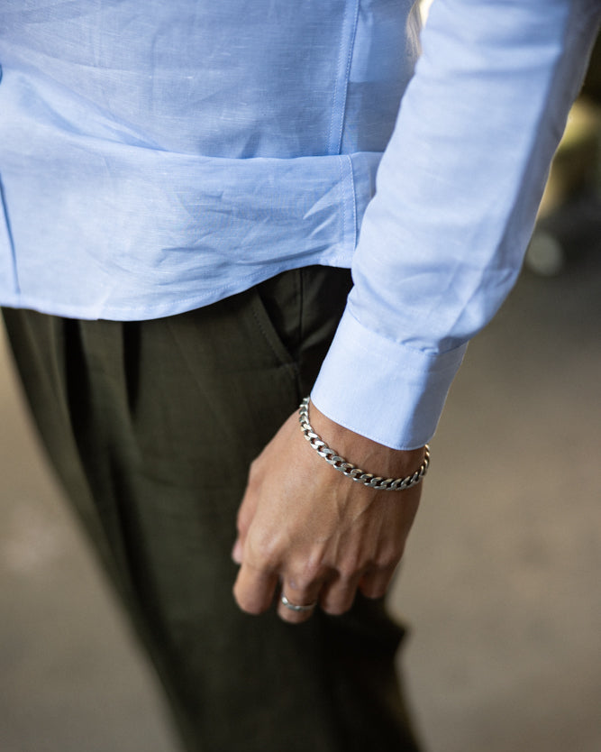 Men's white linen shirt