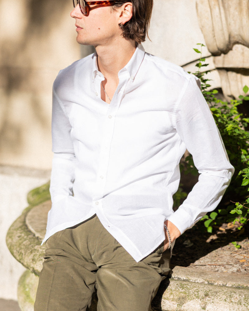 Men's white linen shirt