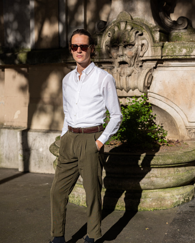 Men's white linen shirt
