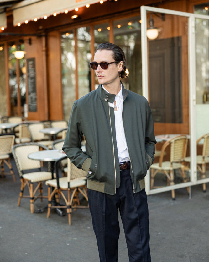 Khaki Harrington jacket in Italian wool