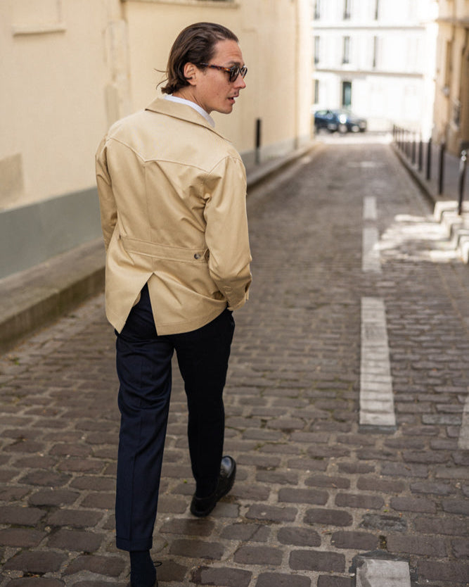 Veste Saharienne en Gabardine de coton beige