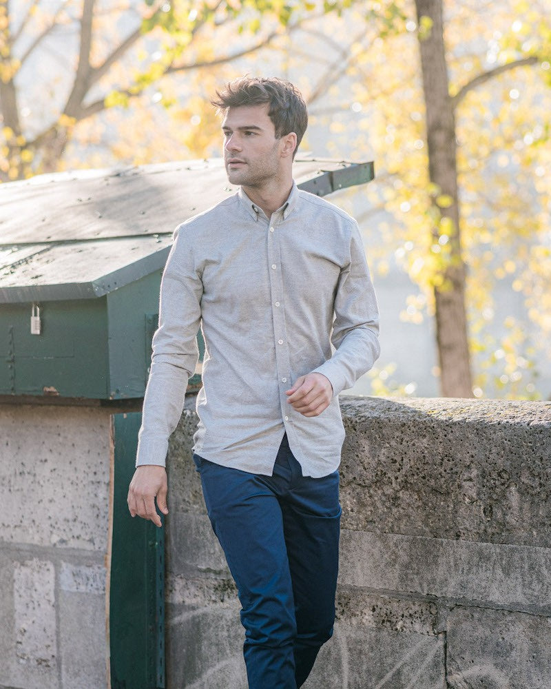 Chemise homme luxe haut de gamme Chemise homme en cachemire gris