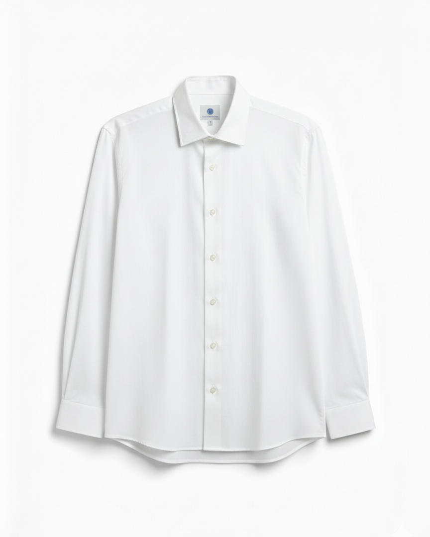 Chemise blanche en popeline de coton col français