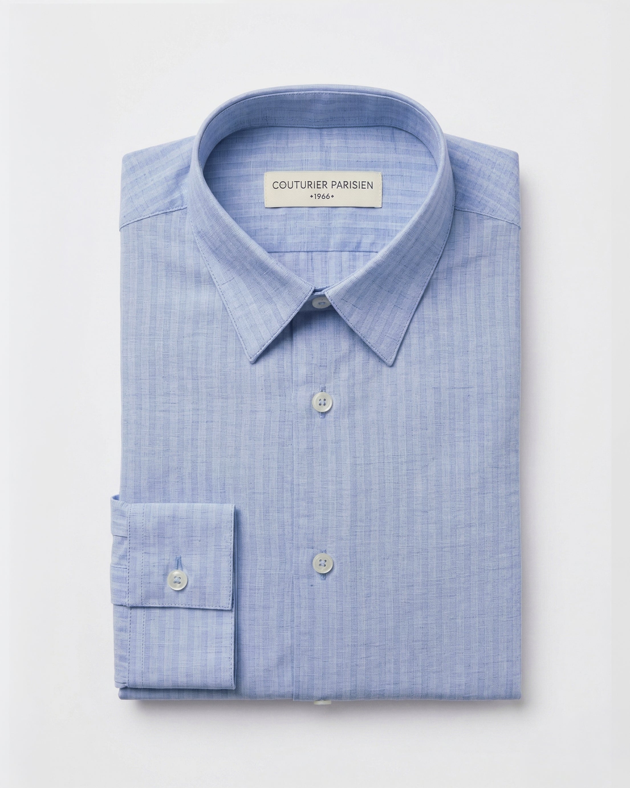 Chemise seersucker ton sur ton en Coton Col français