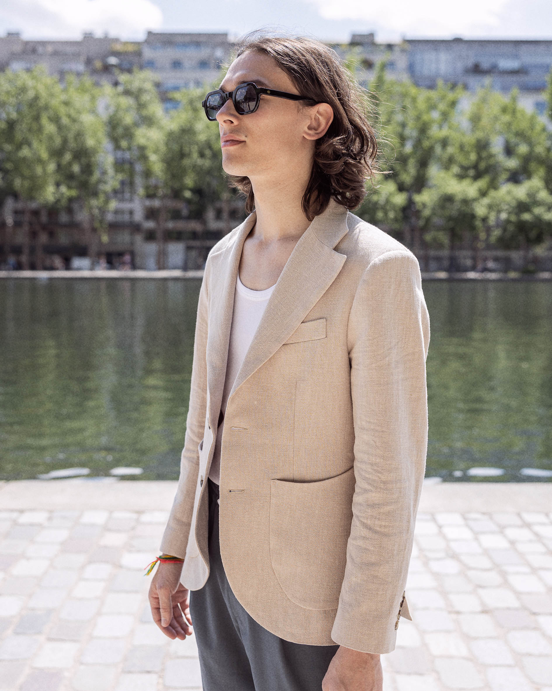 Veste en lin beige