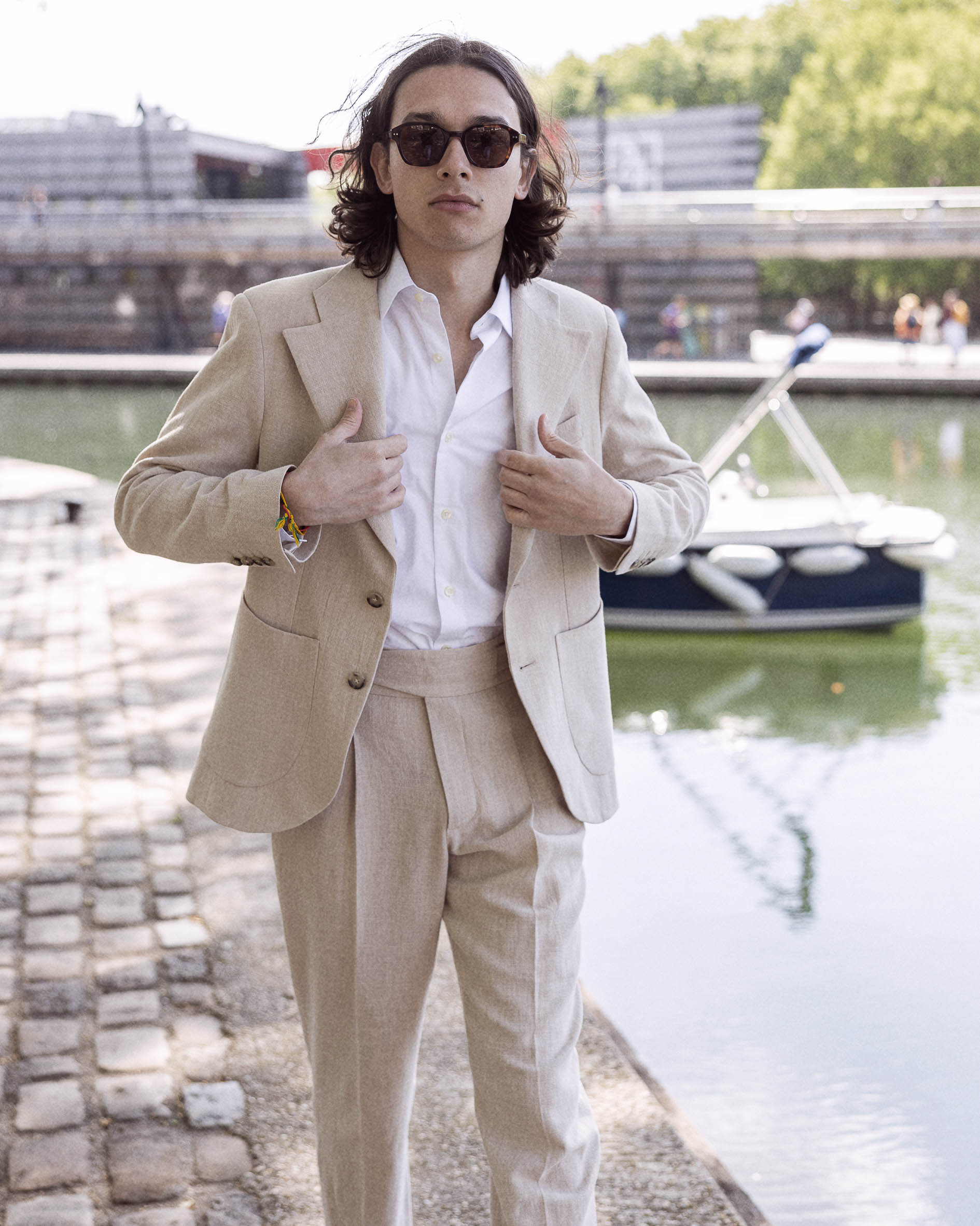 Veste en lin beige