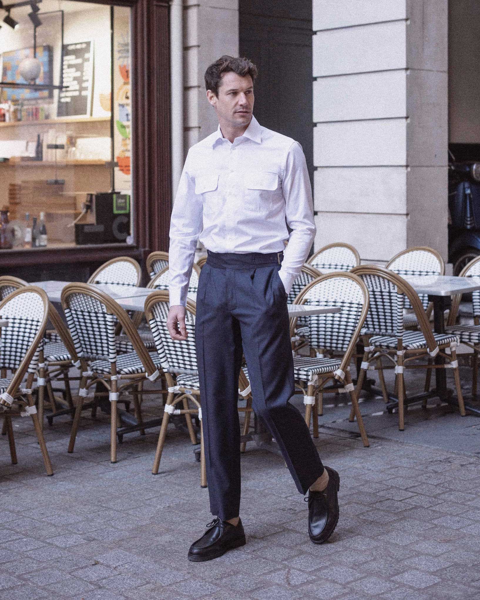 Men's white linen shirt