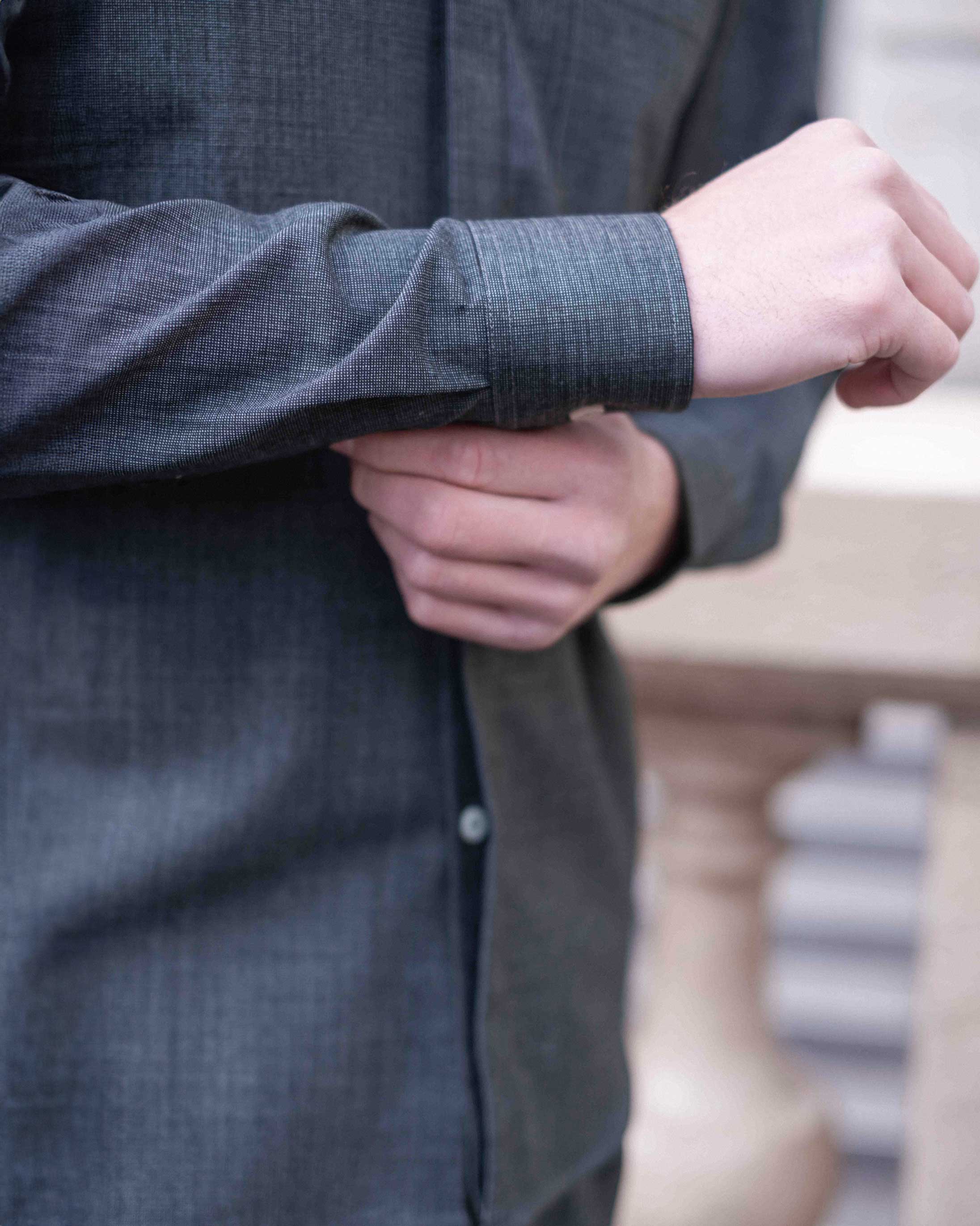 Chemise en Drap de Laine fil-à-fil cut away