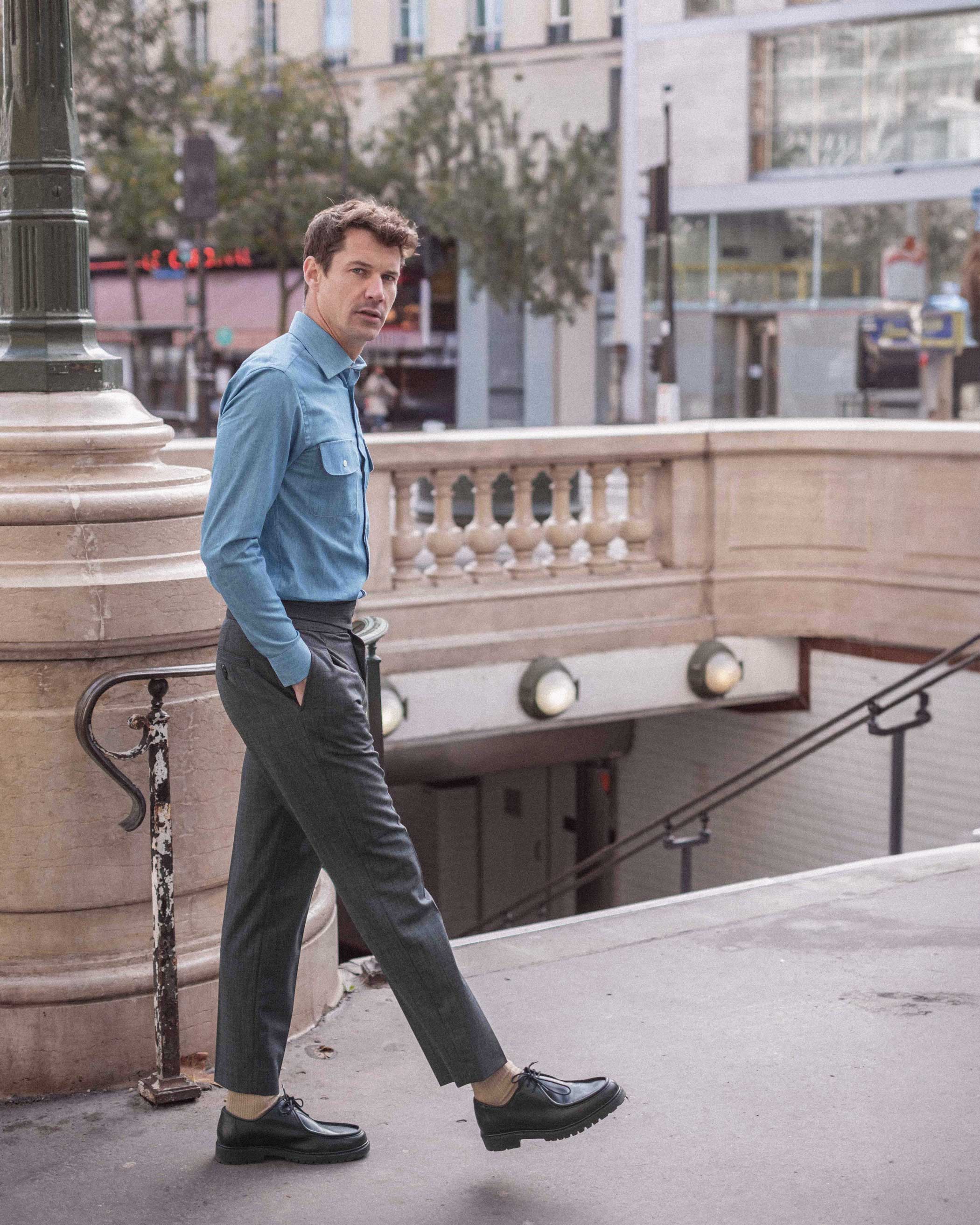 Chemise Saharienne en Chambray Denim