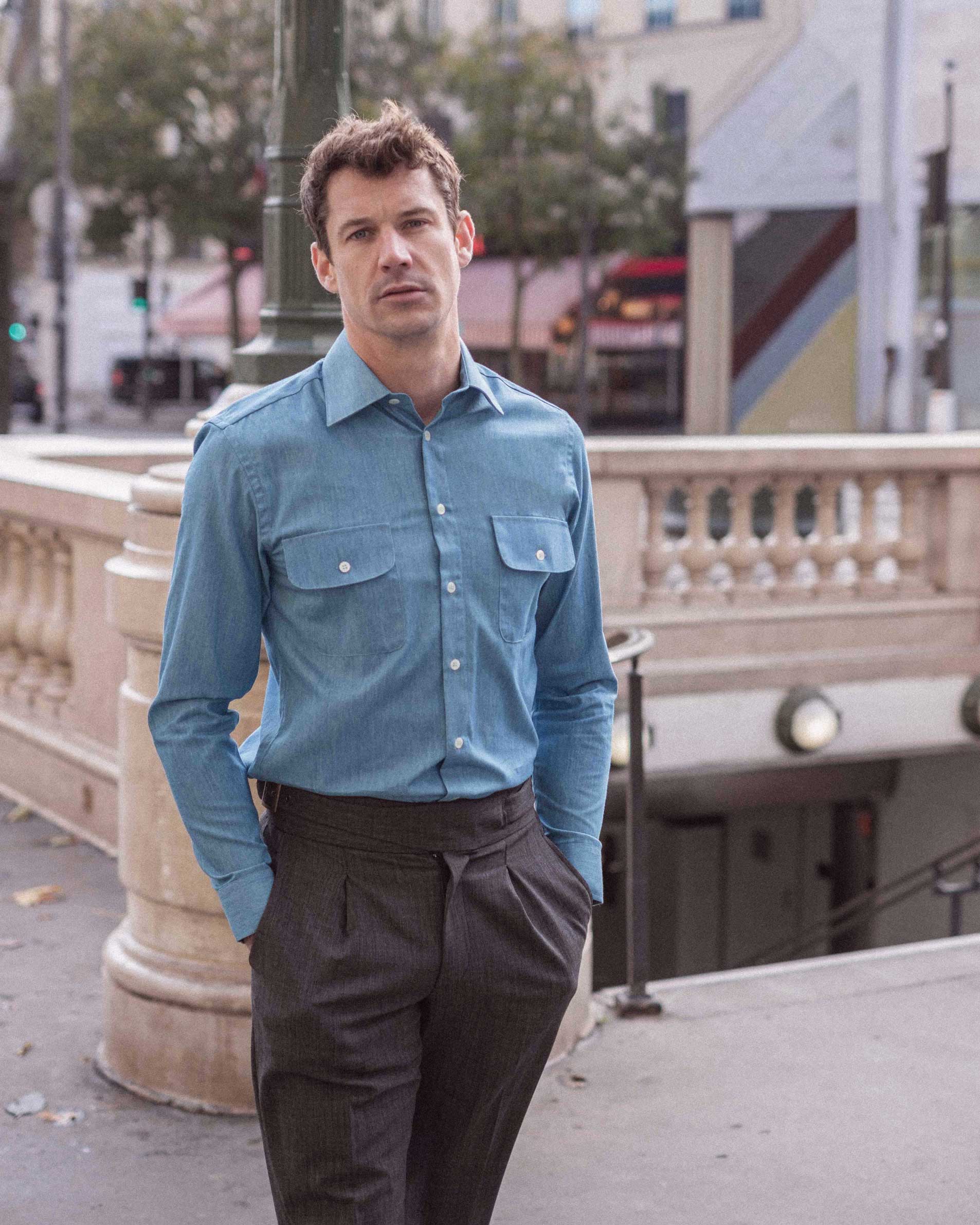 Chemise Saharienne en Chambray Denim