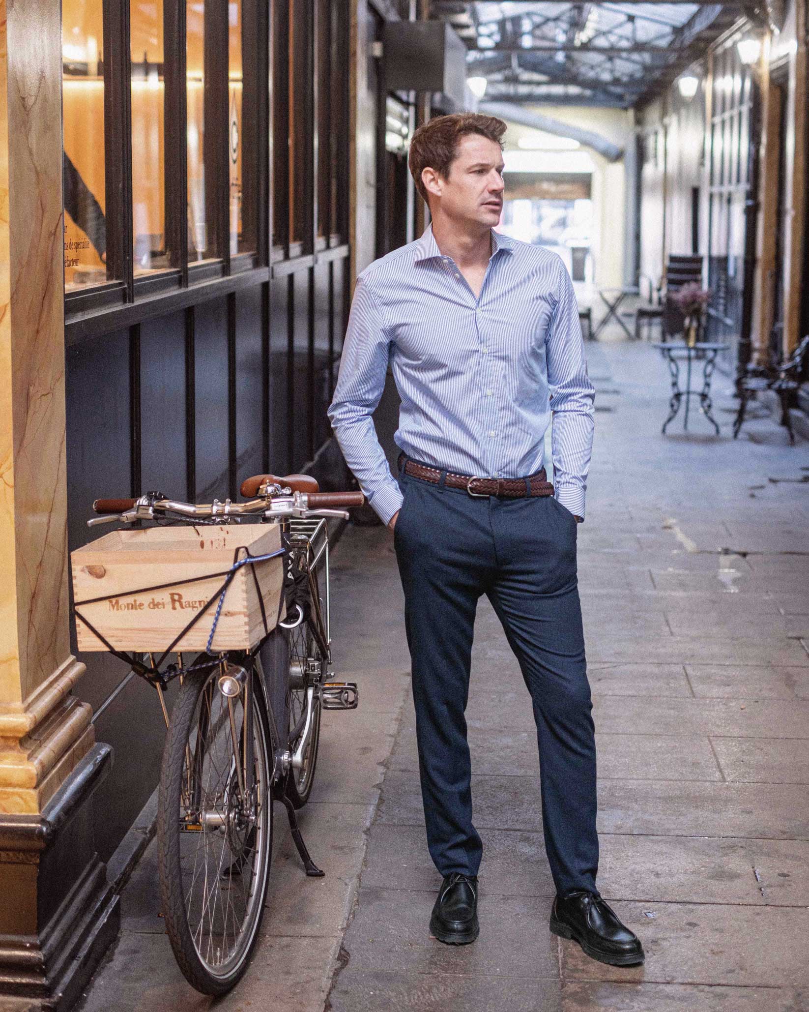 Pantalon de Costume en Flanelle Bleu Marine