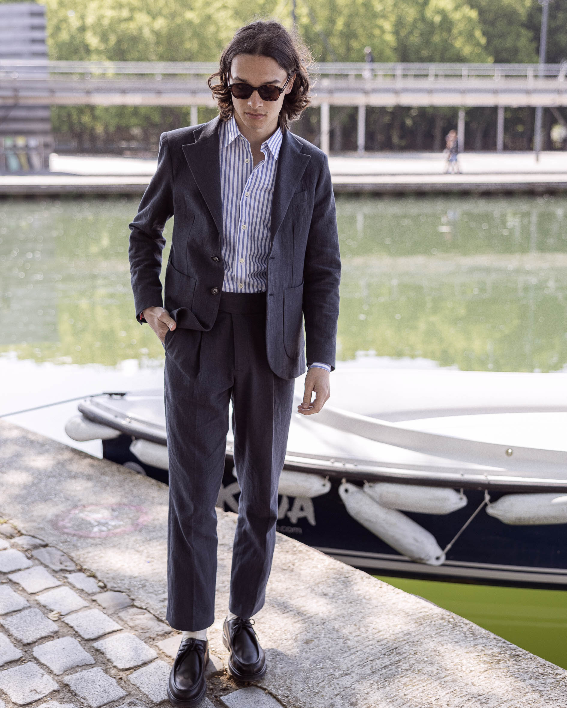 Veste en lin navy