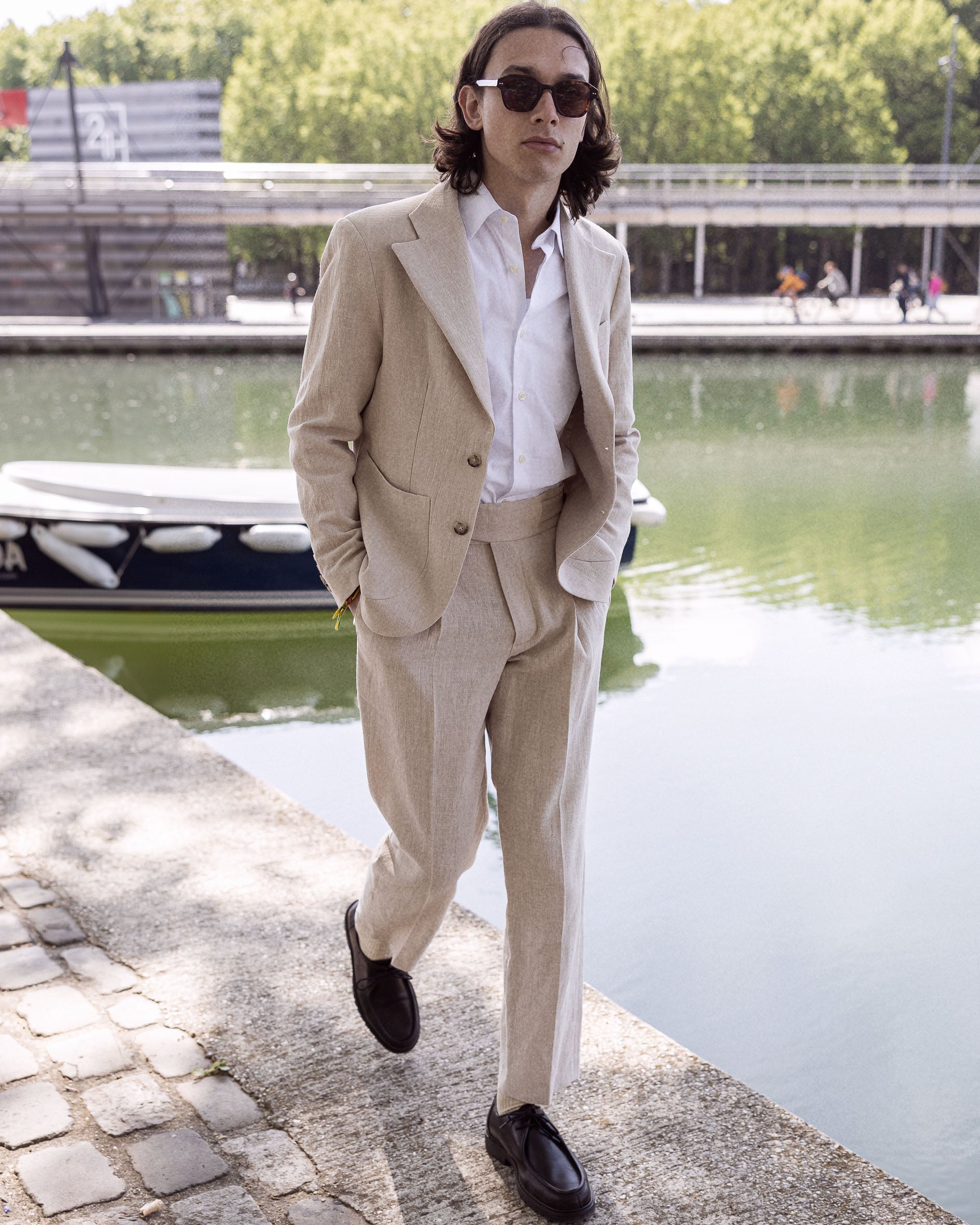 Pantalon en lin beige