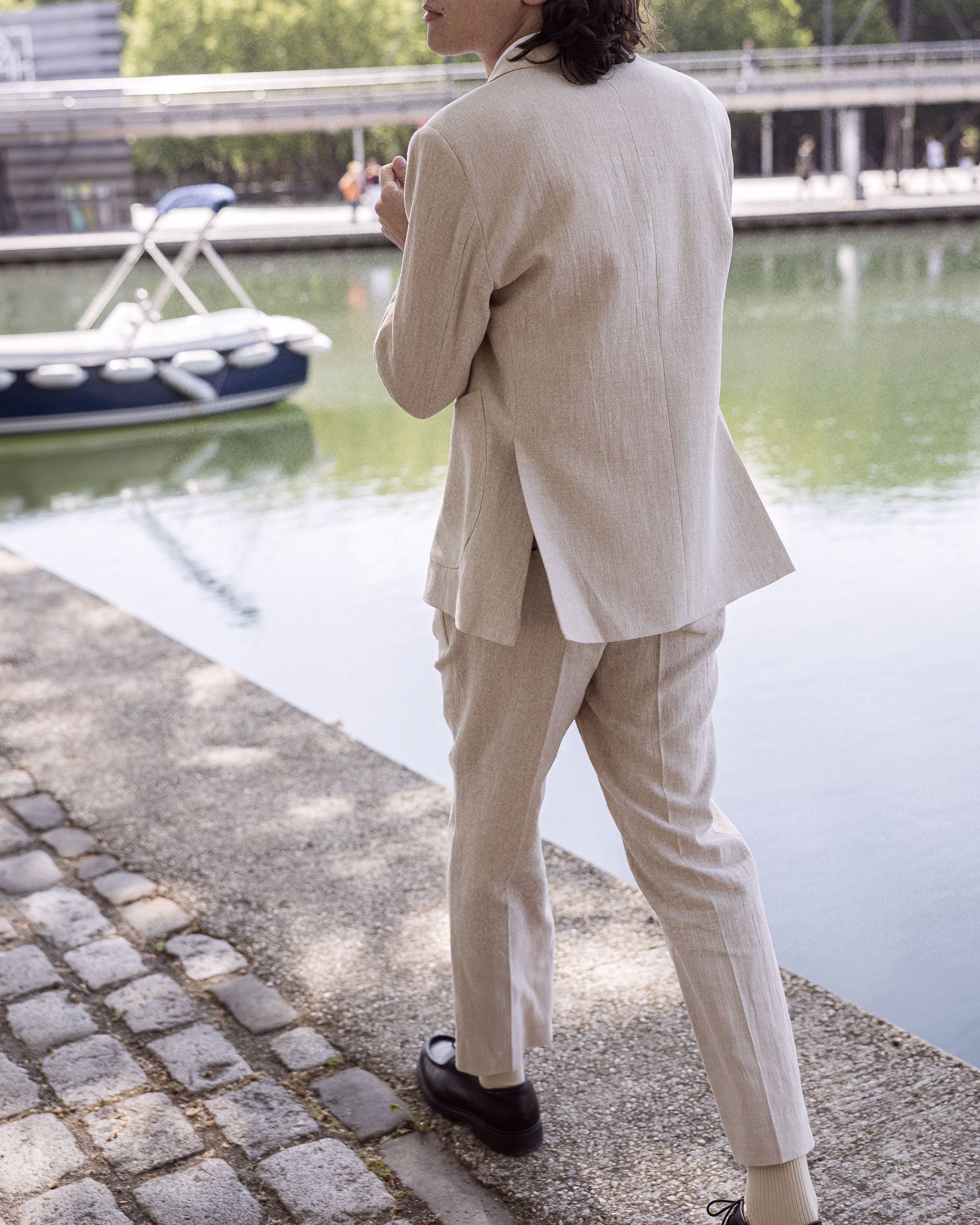 Pantalon en lin beige