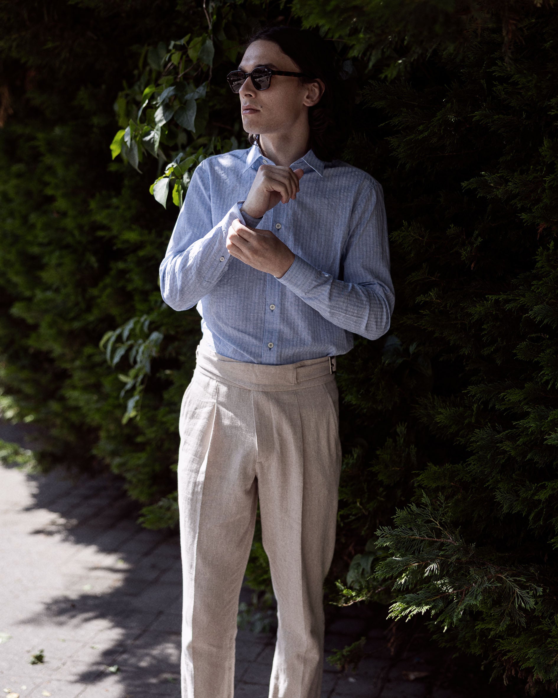 Chemise seersucker ton sur ton en Coton Col français