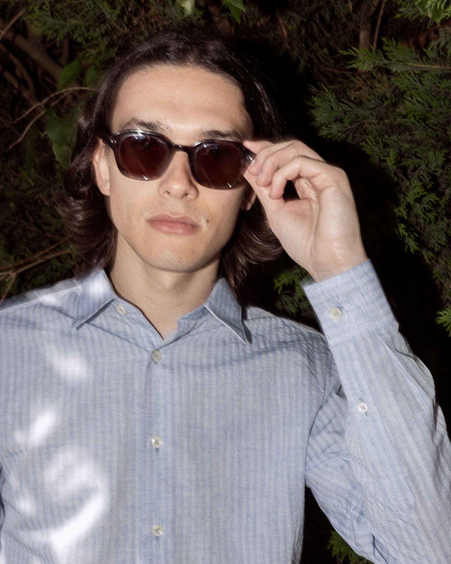 Chemise seersucker ton sur ton en Coton Col français