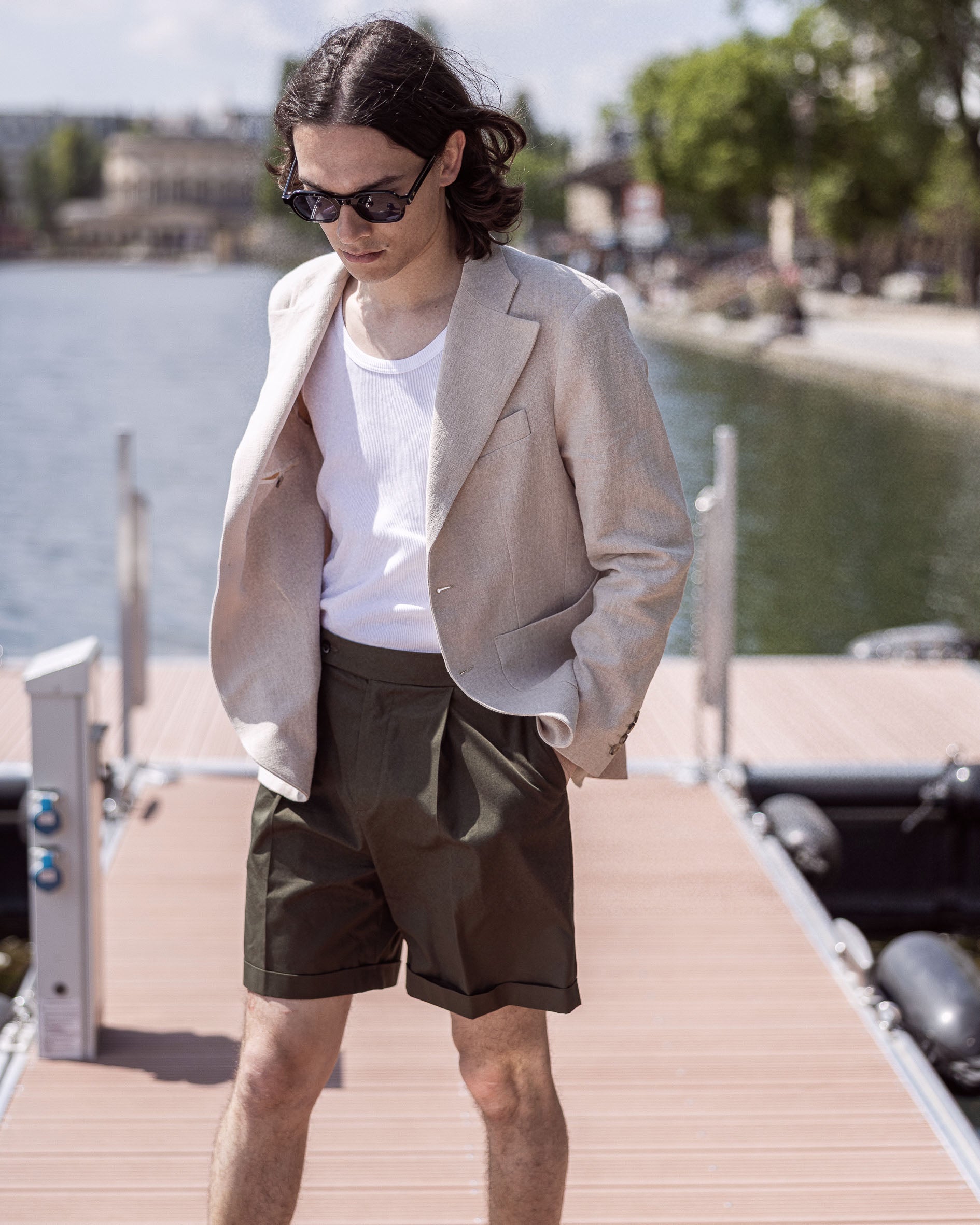 Short à Pinces en Khaki