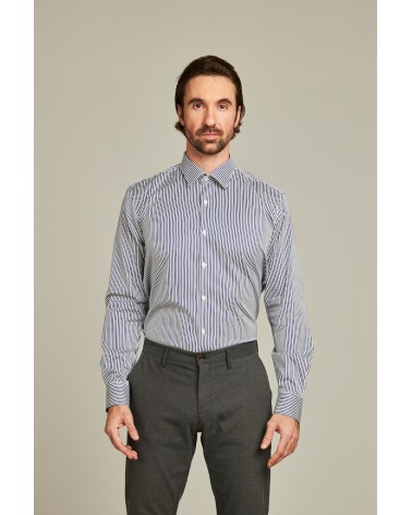 chemise homme de luxe haut de gamme : Chemise homme à rayures bleu foncé