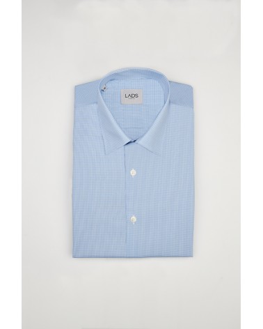 chemise homme de luxe haut de gamme : Chemise à petit carreaux bleu clair
