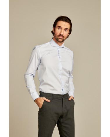 chemise homme de luxe haut de gamme : Chemise homme bleu clair