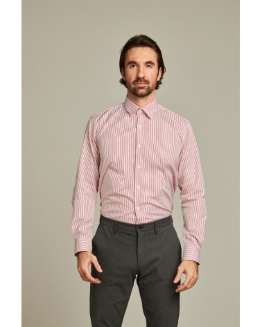 chemise homme de luxe haut de gamme : Chemise homme à rayures rouge