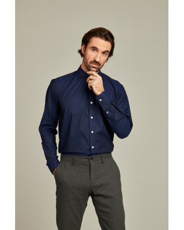 chemise homme de luxe haut de gamme : Chemise homme bleu marine