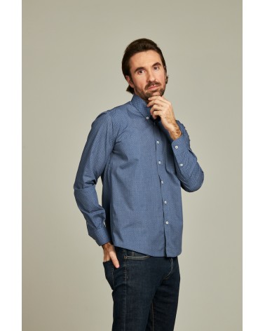 chemise homme de luxe haut de gamme : Chemise homme bleu imprimé denim