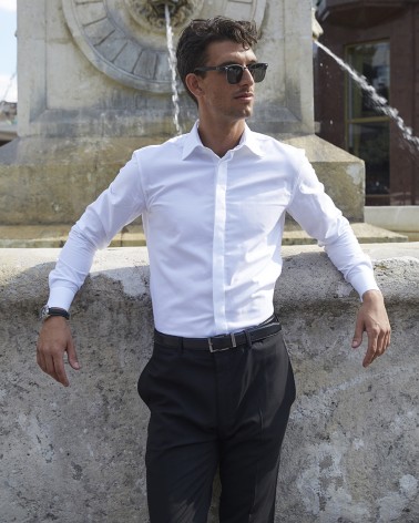 chemise homme de luxe haut de gamme : Chemise homme blanche oxford cérémonie