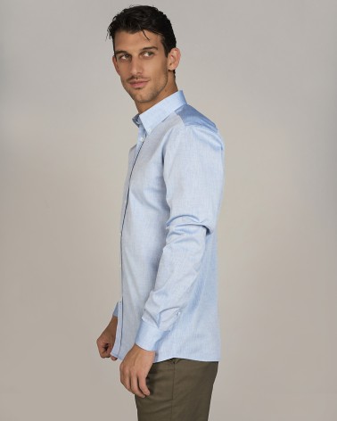chemise homme de luxe haut de gamme : Chemise homme casual chambray bleu