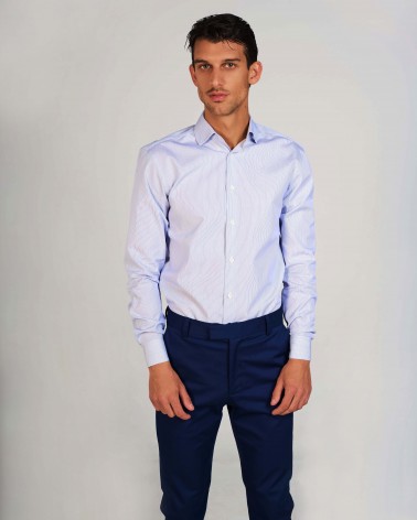 chemise homme de luxe haut de gamme : Chemise homme à fines rayures