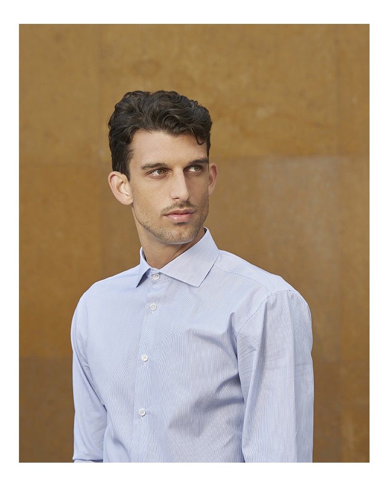 chemise homme de luxe haut de gamme : Chemise homme à fines rayures