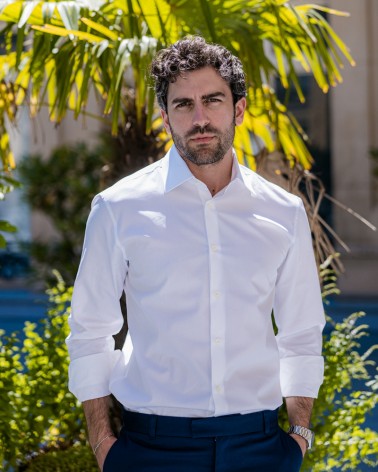 chemise homme de luxe haut de gamme : Chemise homme blanche popeline de coton col français
