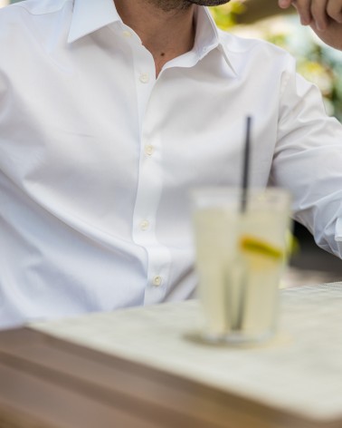 chemise homme de luxe haut de gamme : Chemise homme blanche popeline de coton col français