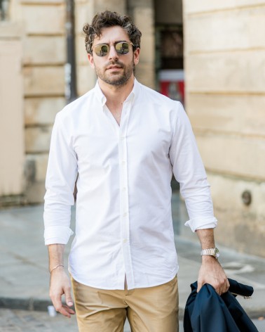 chemise homme de luxe haut de gamme : Chemise homme casual blanche