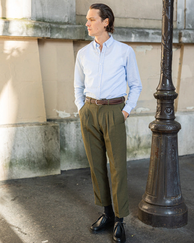Pantalon à Pinces en Ottoman Kaki