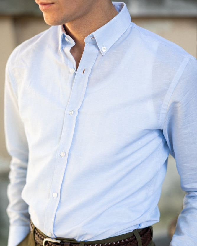 Chemise homme bleu clair en lin