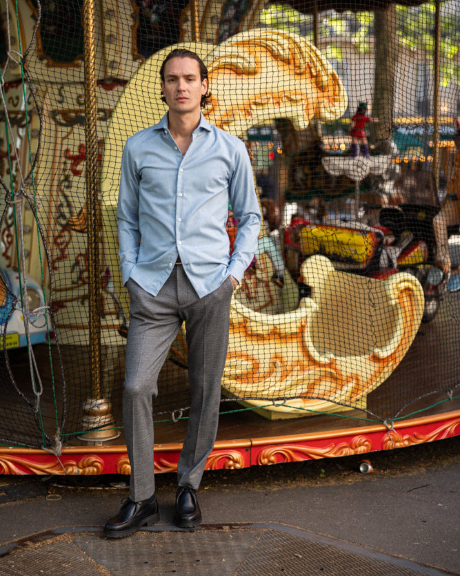 Chemise homme en flanelle bleue