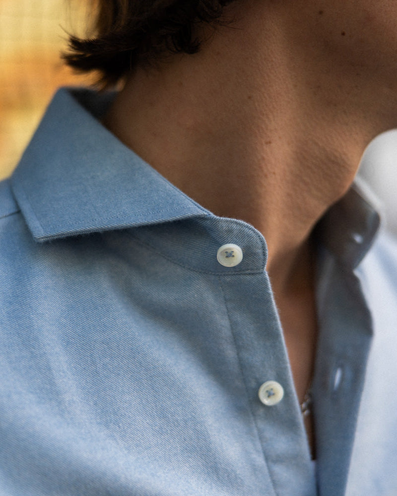 Chemise homme en flanelle bleue