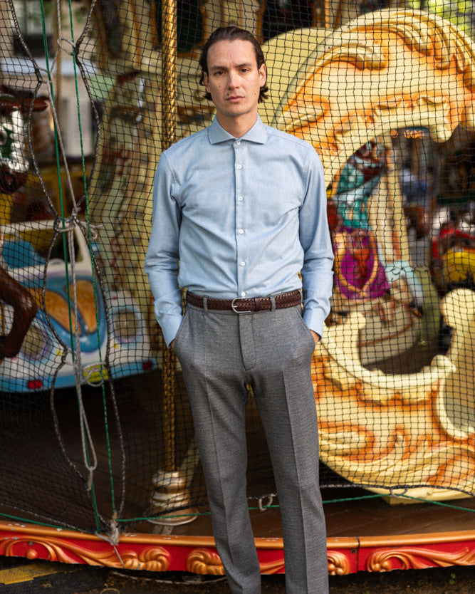 Chemise homme en flanelle bleue