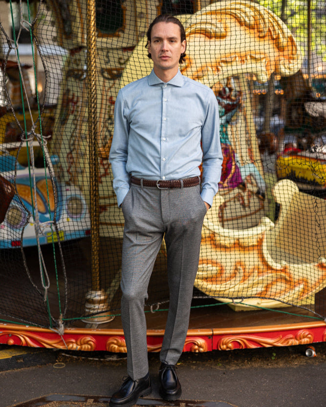 Chemise homme en flanelle bleue