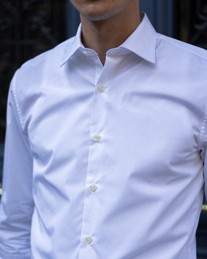 Chemise homme blanche popeline de coton col français