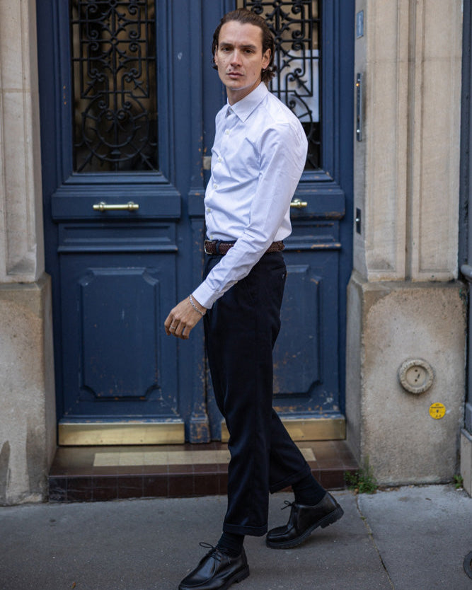 Pantalon à Pinces Bleu Marine