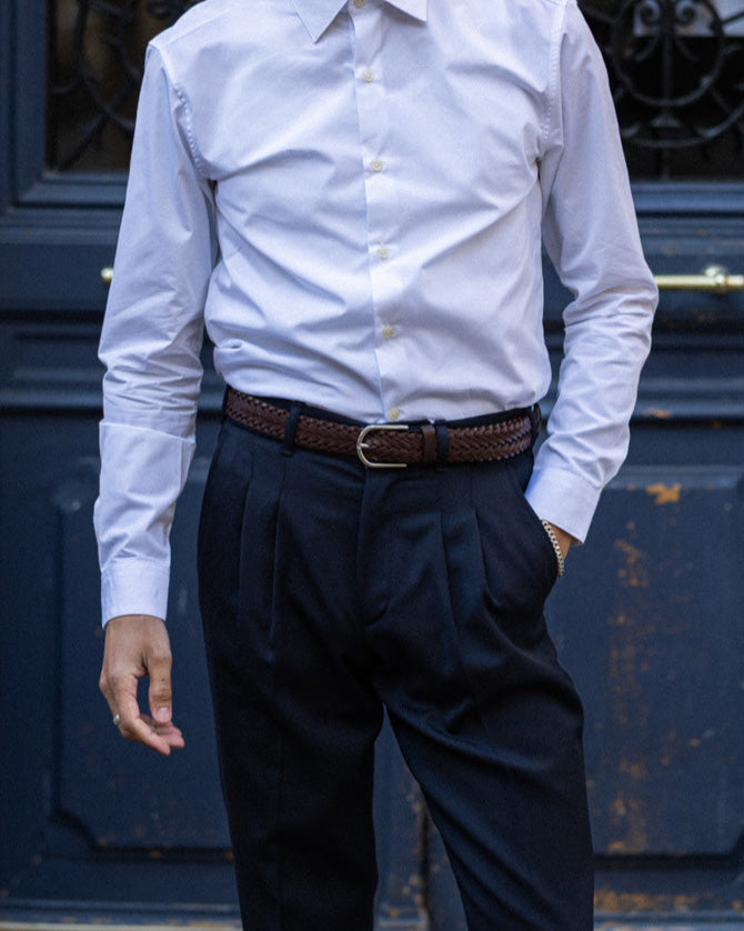 Pantalon à Pinces Bleu Marine