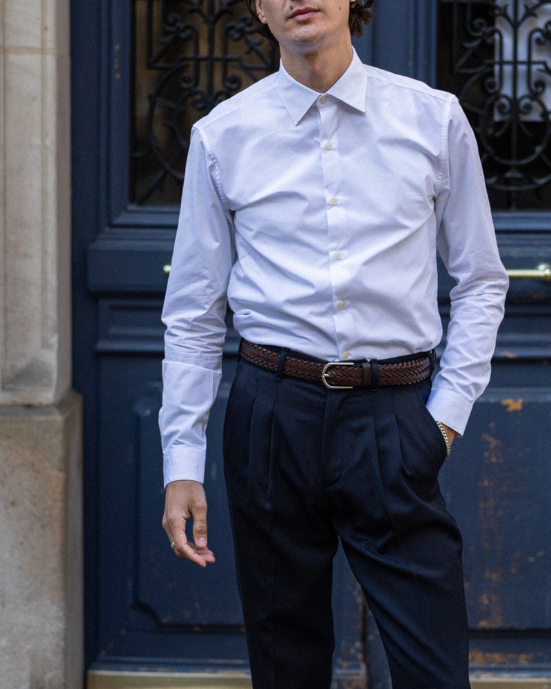 Chemise homme blanche popeline de coton col français