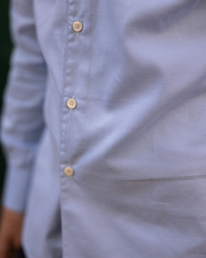 Chemise col une pièce bleu clair