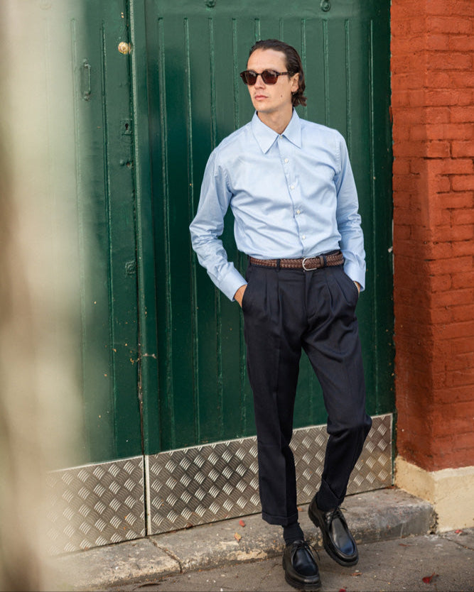 Pantalon à Pinces Bleu Marine