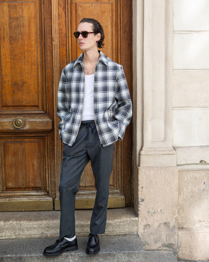 Pantalon Jogpant en Drap de laine Gris Chiné