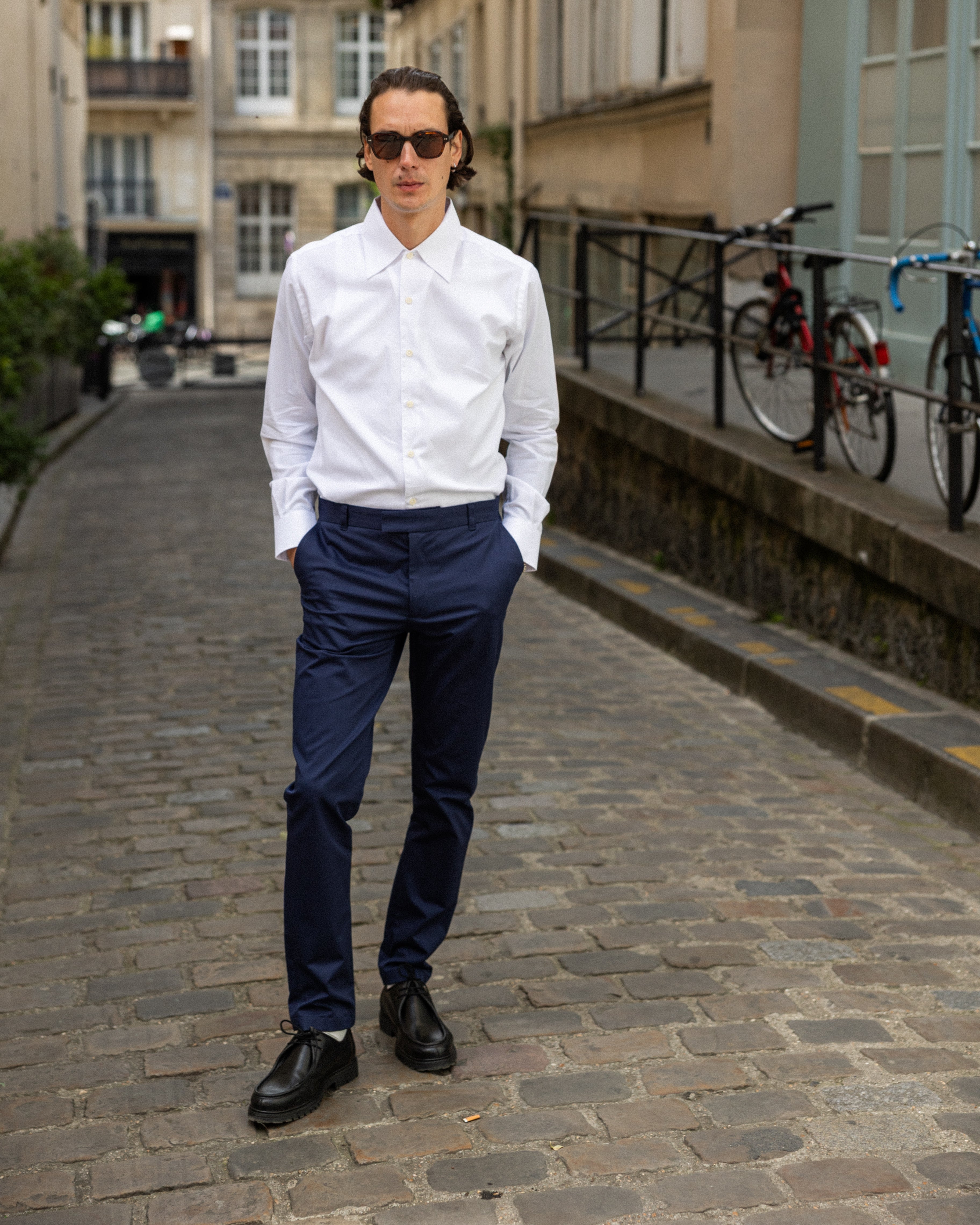 Chemise col une pièce blanche