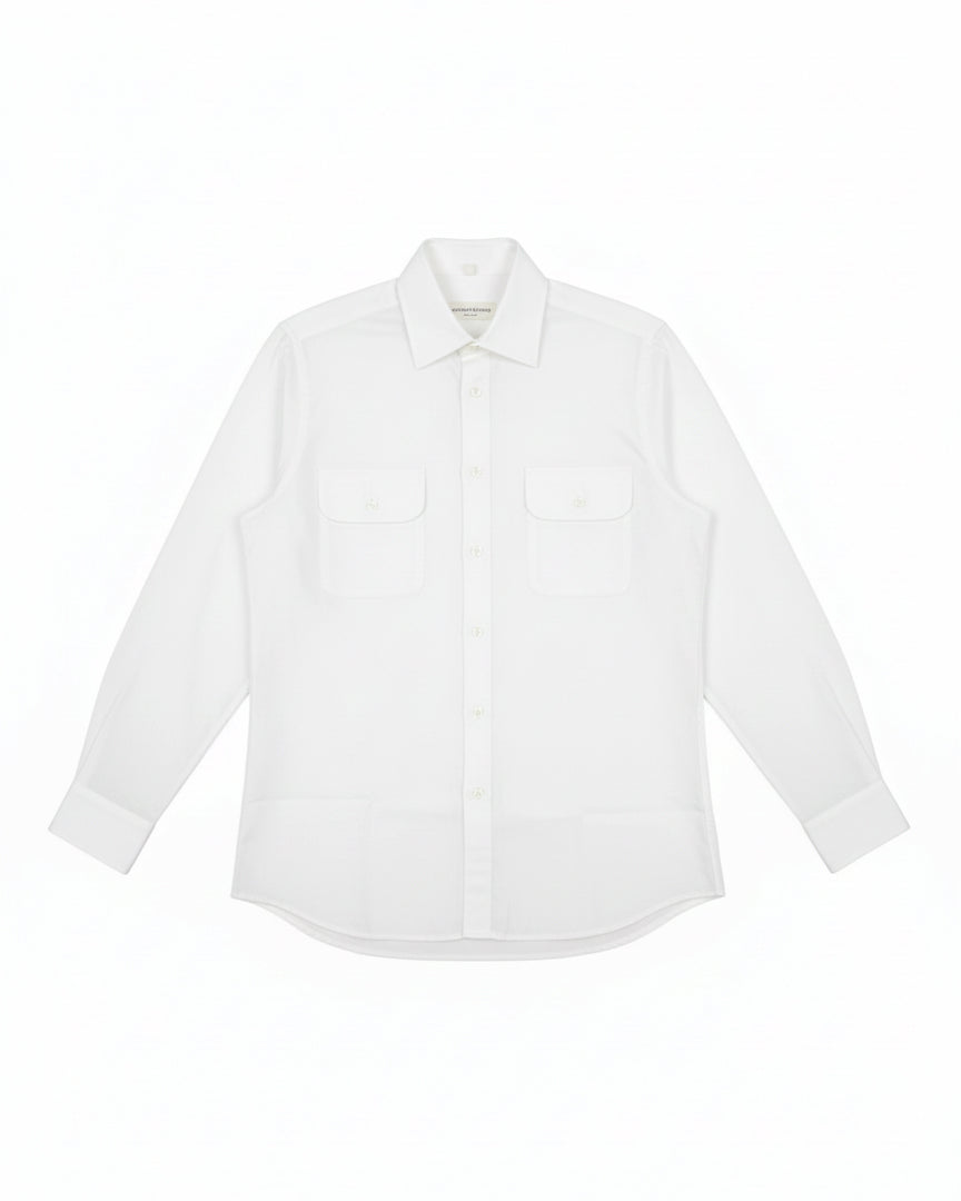 Chemise Saharienne en Popeline Blanche