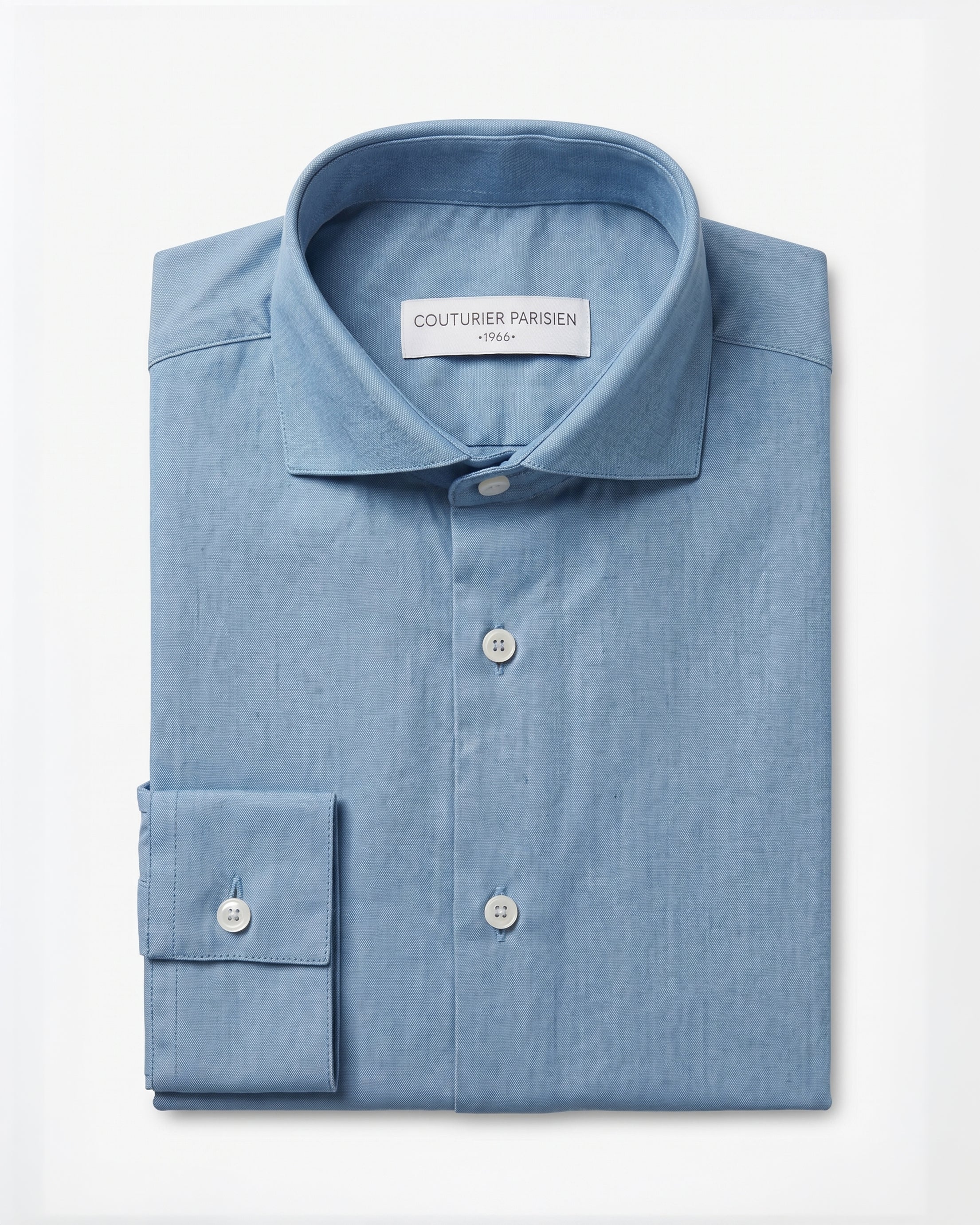 Chemise en Twill de Coton Denim Col Cut Away